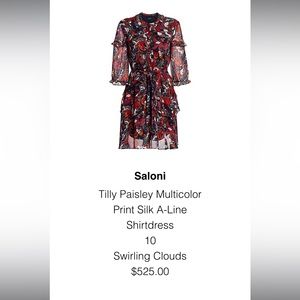 Beautiful Saloni dress never been worn. Size 10